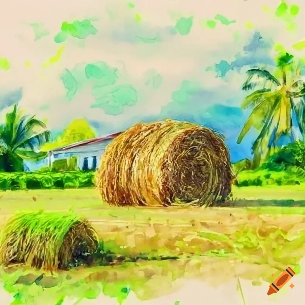 Rural landscape in graphical style Royalty Free Vector Image