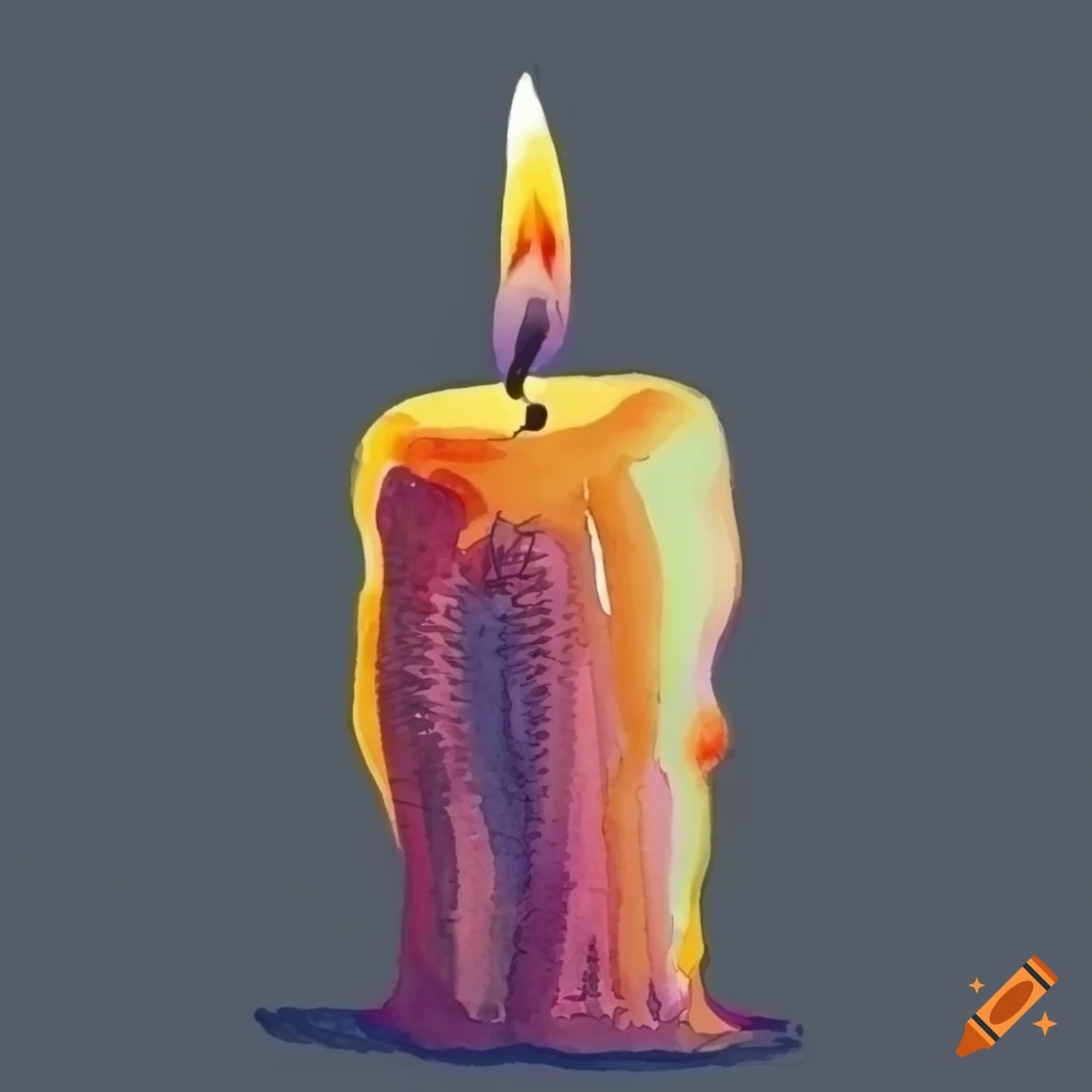 watercolor candle and cactus art
