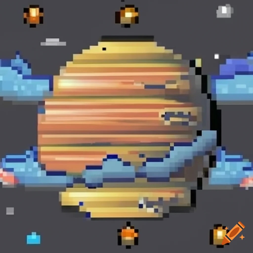 pixel art representation of the Solar System