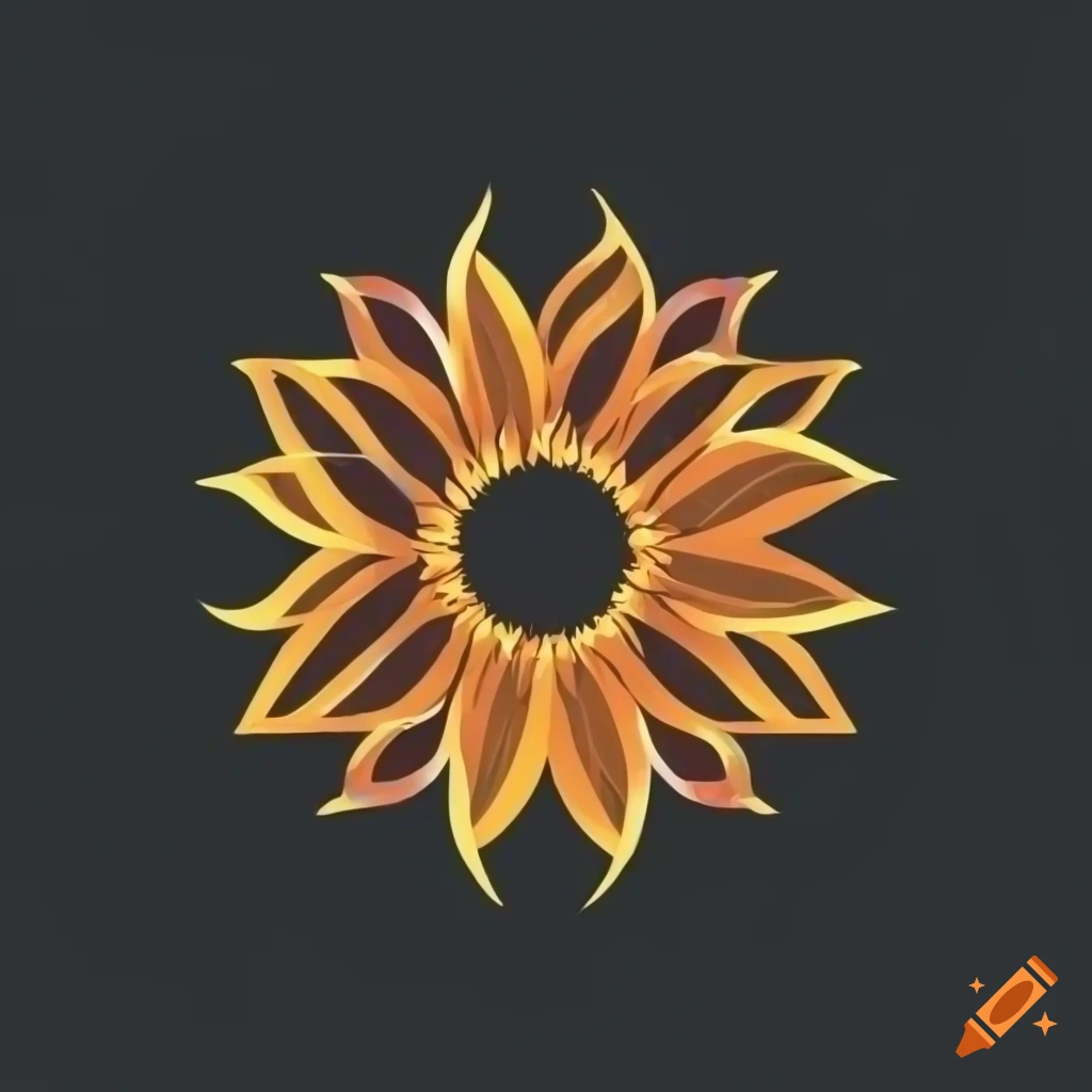 2D vector logo design with a modern and masculine sunflower