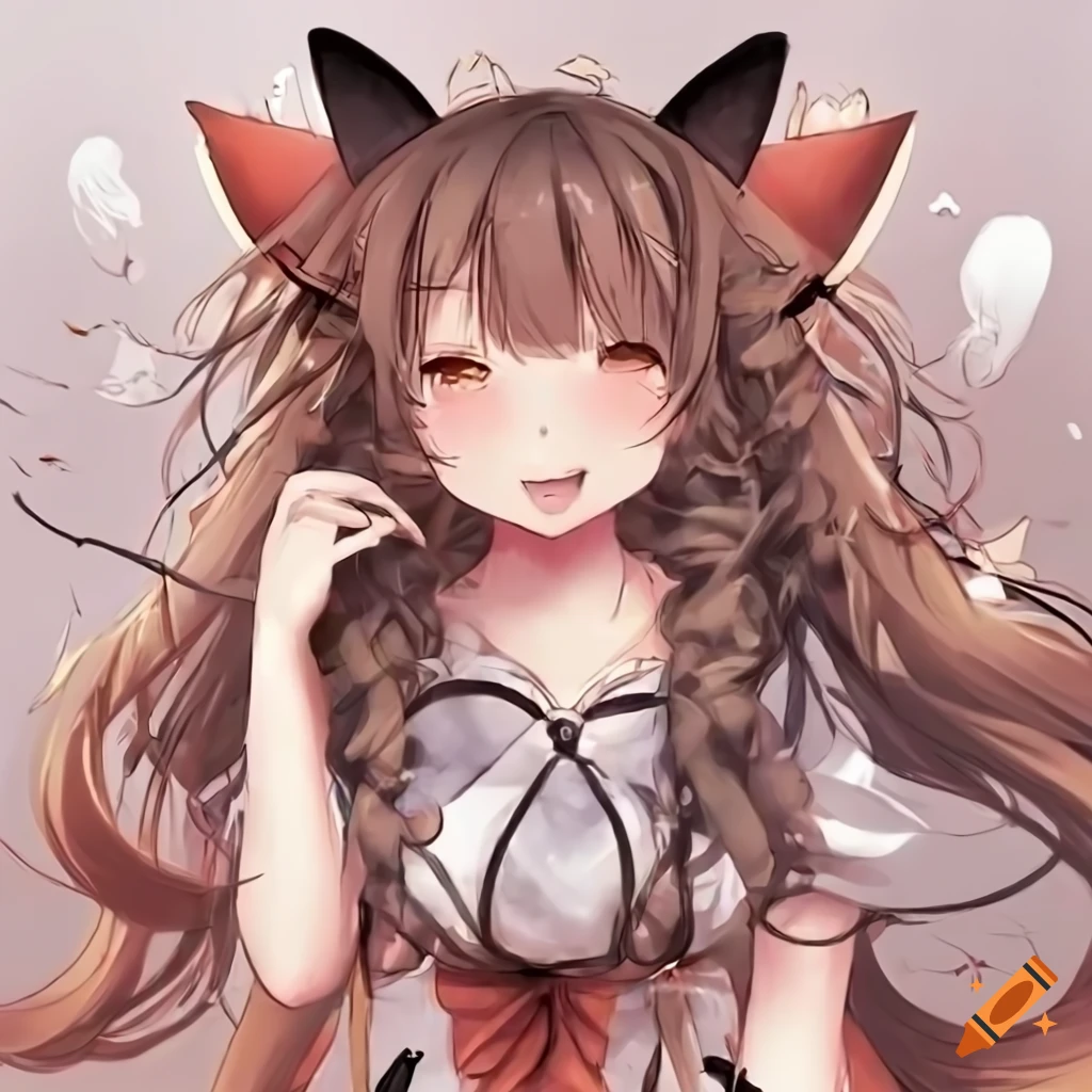 illustration of a fox girl with spiral hair