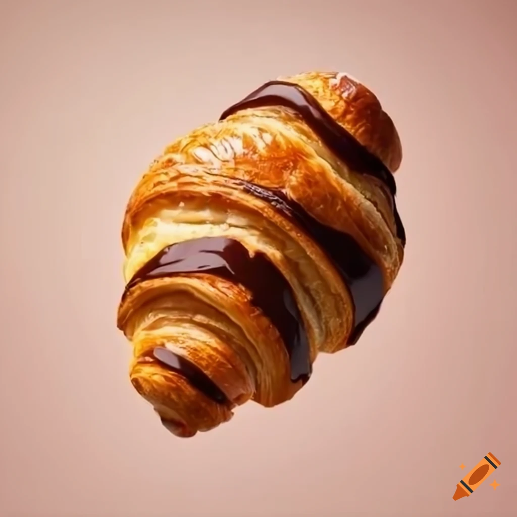 croissant with chocolate filling and melted croissant on top
