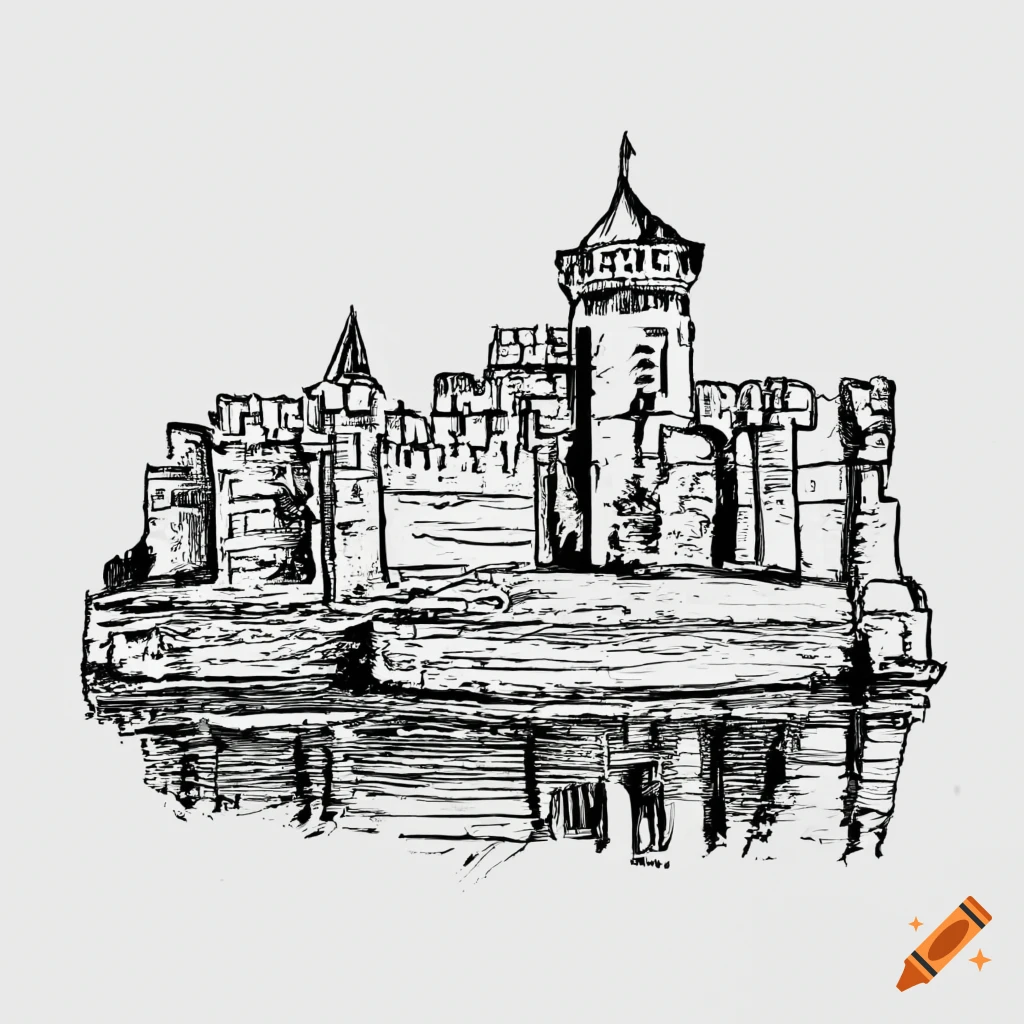 Detailed illustration of a medieval castle and tower on Craiyon