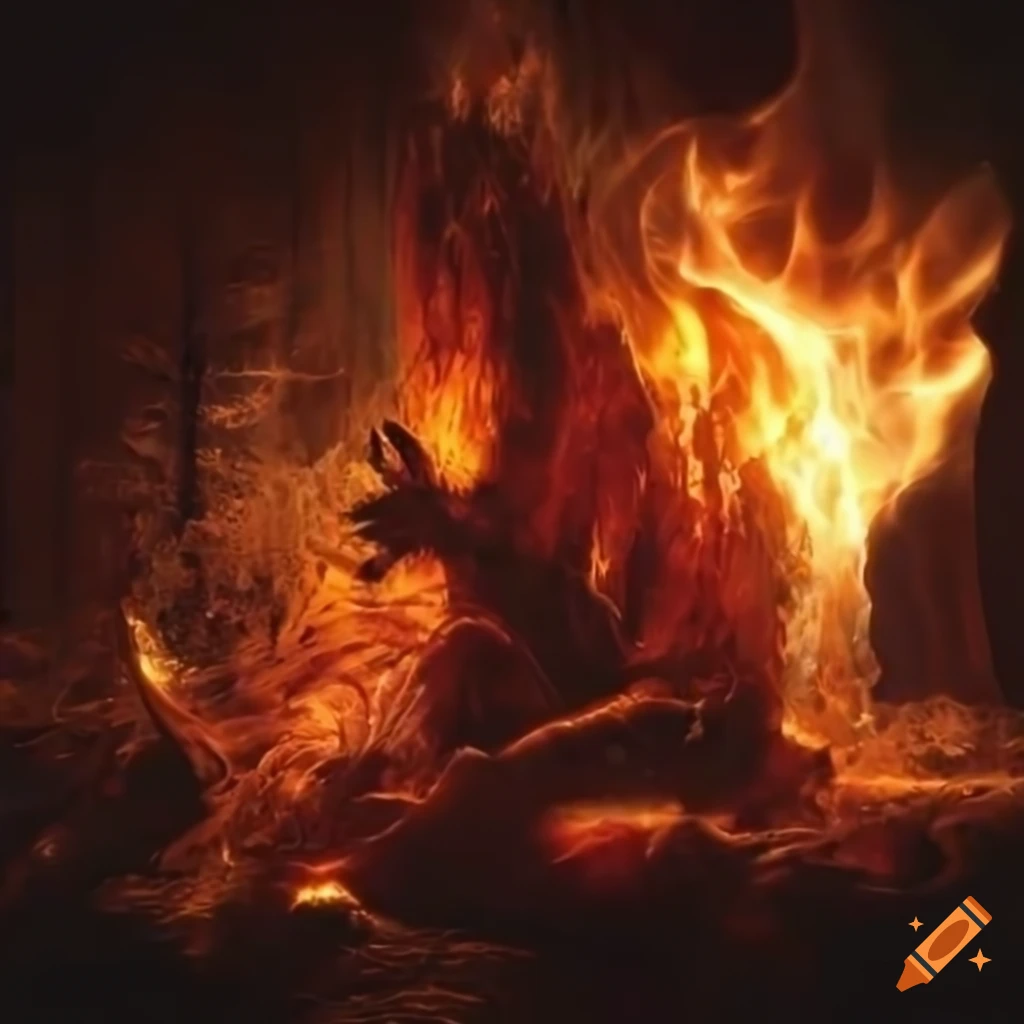 magician creating fiery creatures