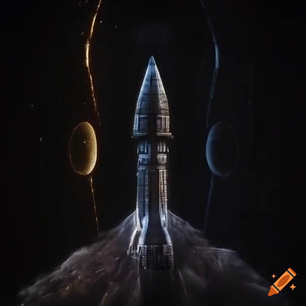 image of a modular starship in space
