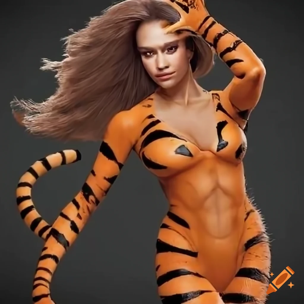 realistic depiction of Jessica Alba as Tigra from Marvel comics