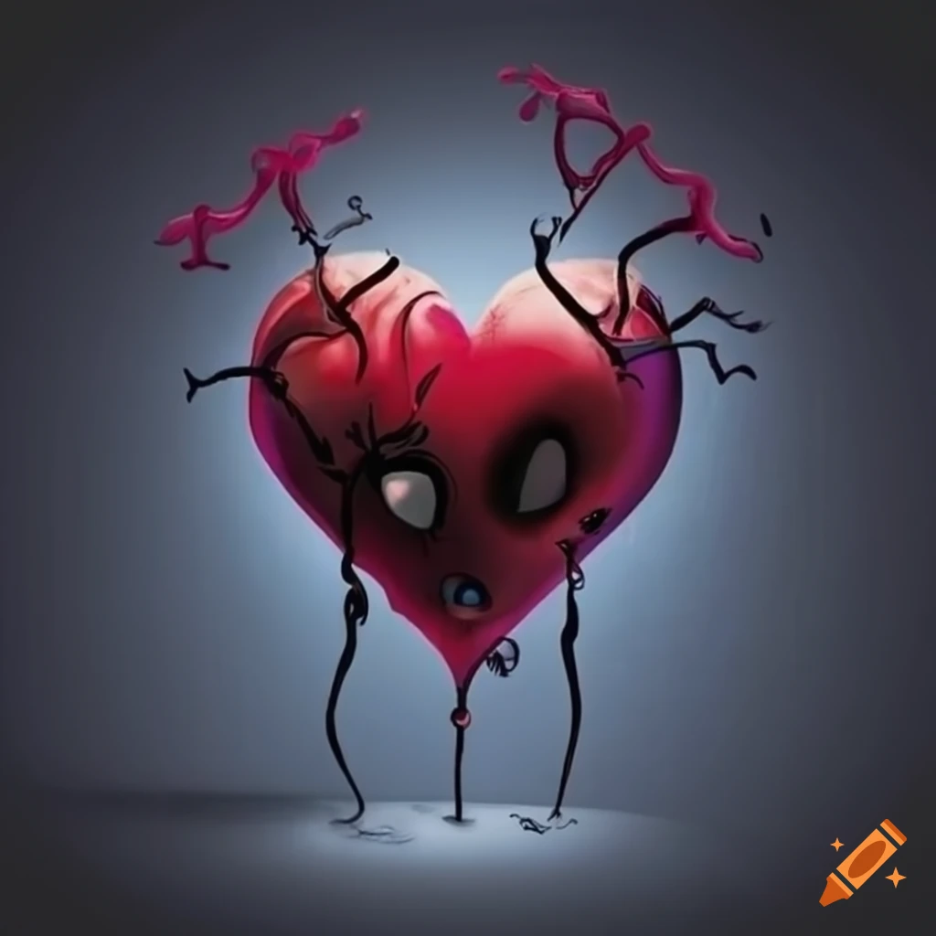 Tim Burton style heart illustration