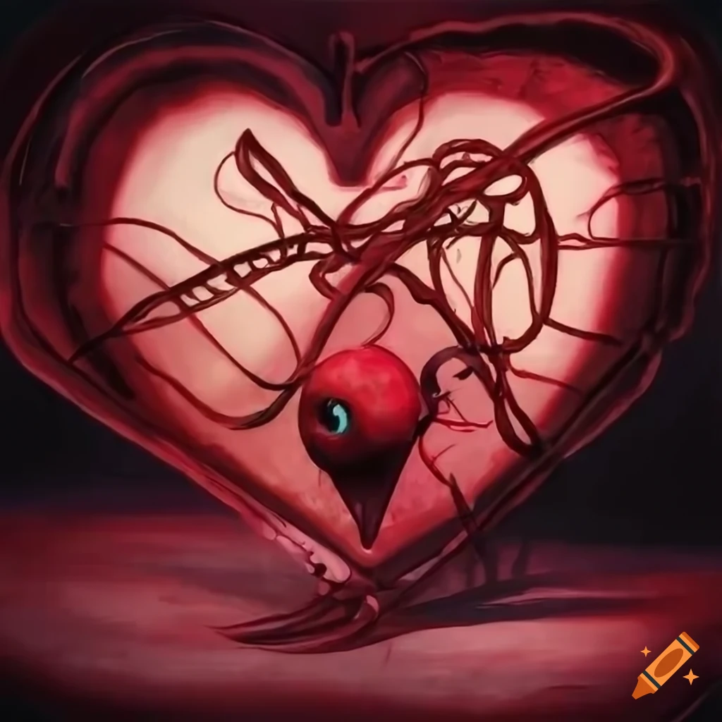 Tim Burton style heart illustration