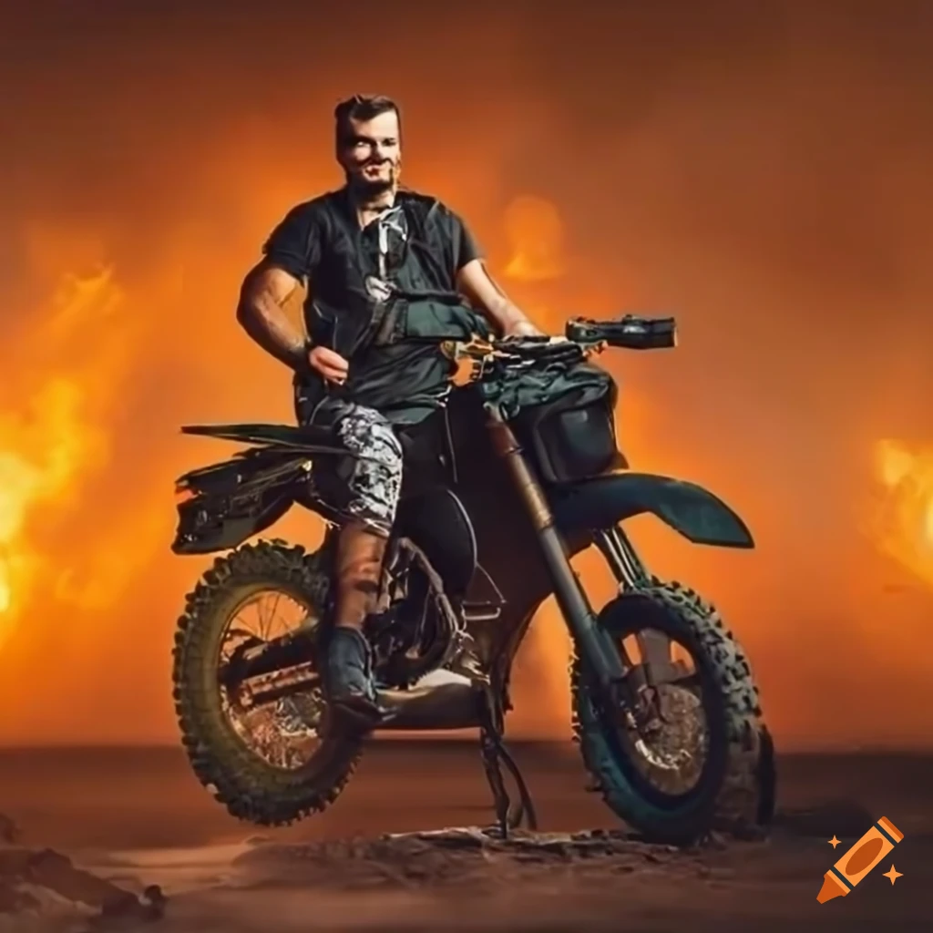 portrait of a biker on an offroad motorcycle