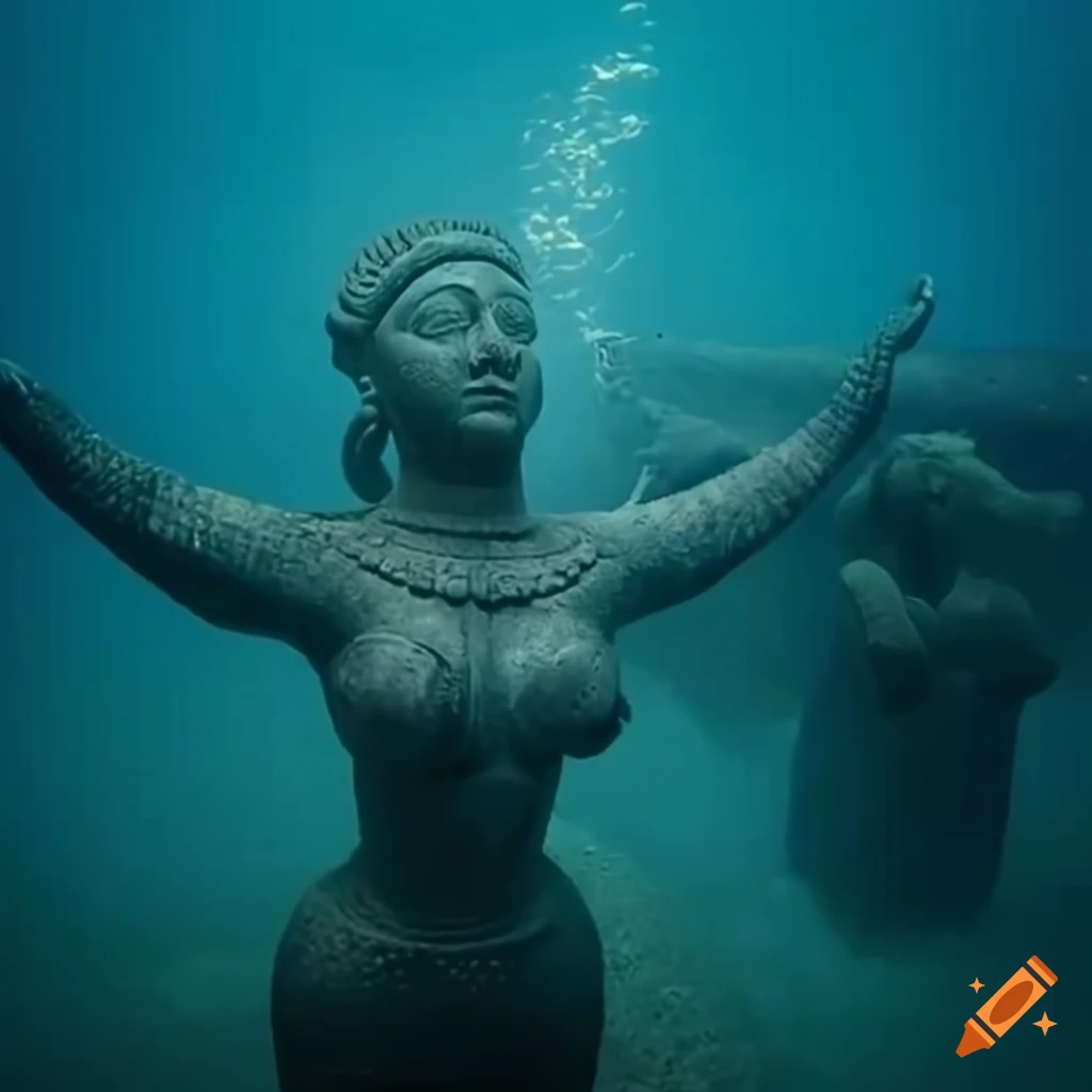 ancient statue in underwater city