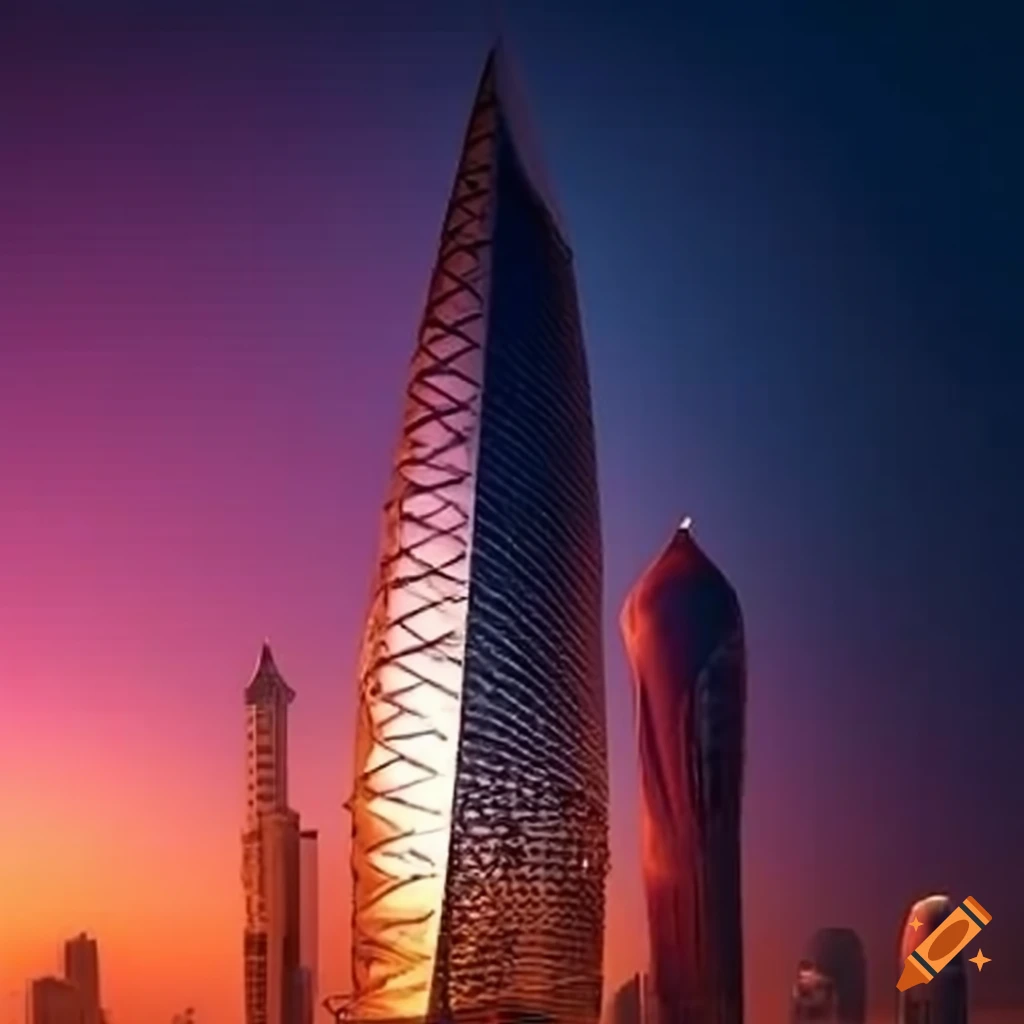 Qatar skyline at sunset