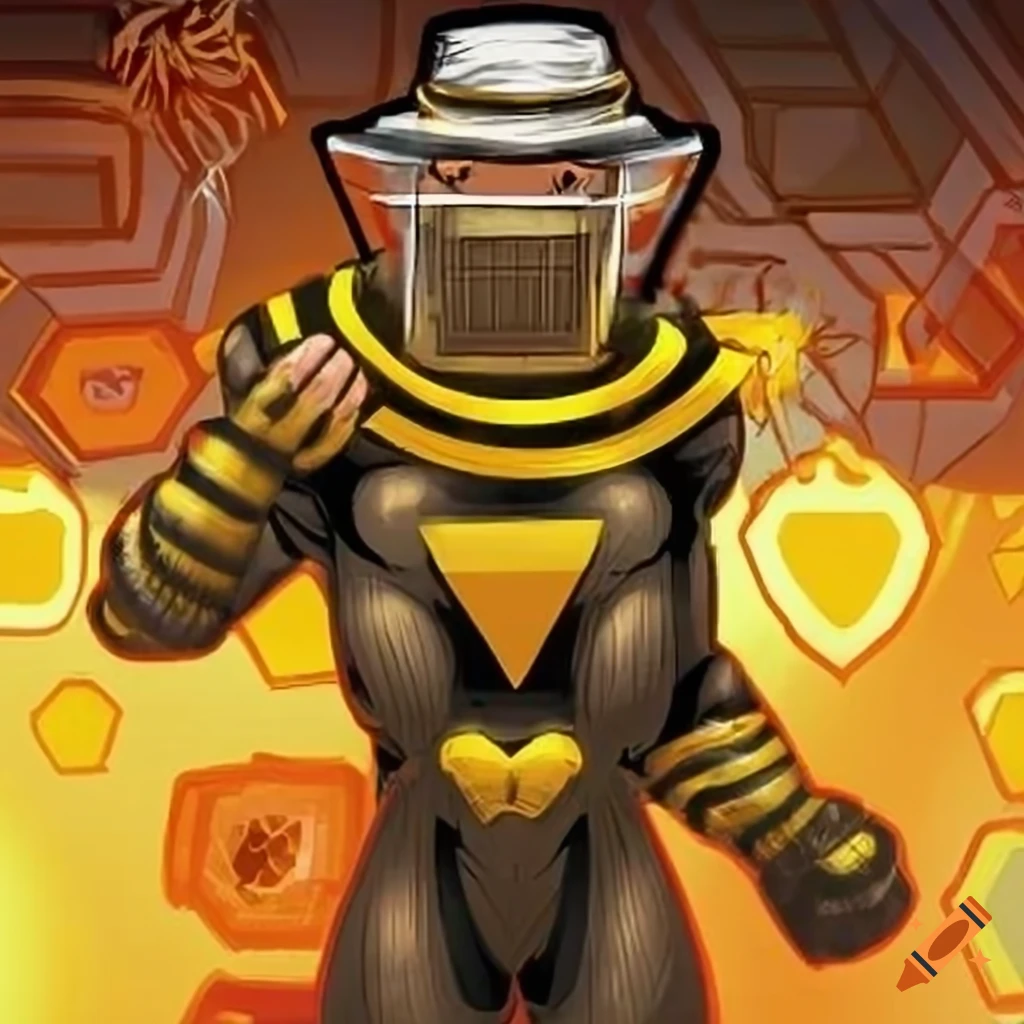 Bee-Man superhero with beekeeper theme