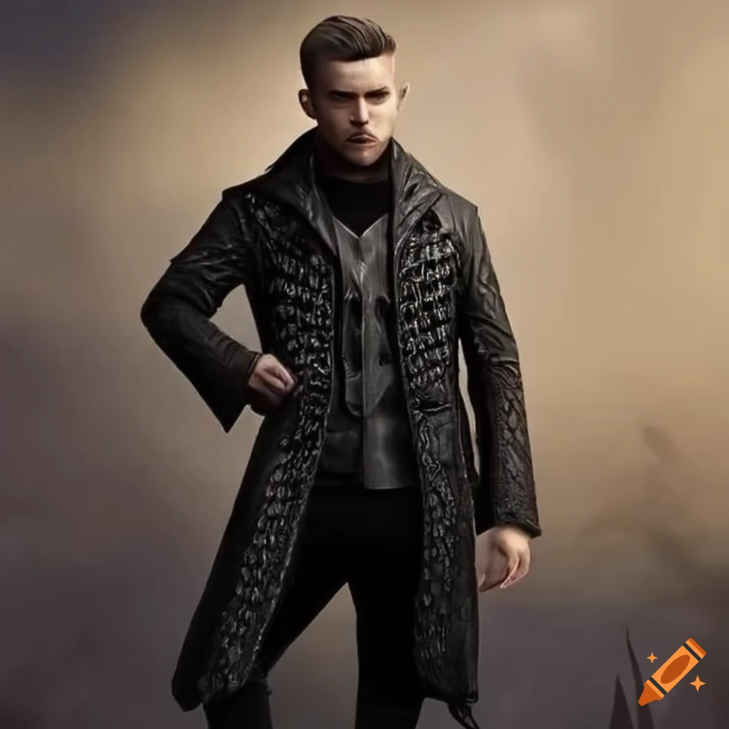 stylish male Targaryen in a black jacket