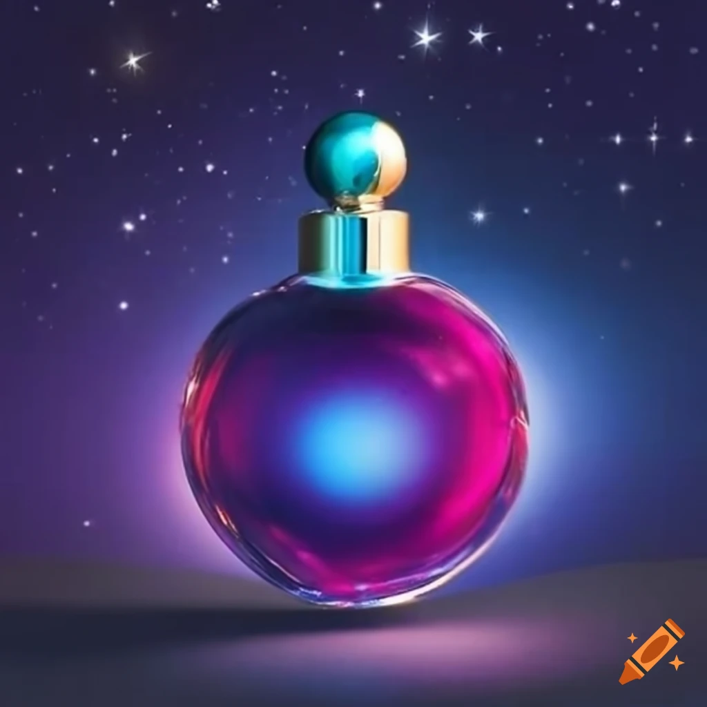 perfume bottle under starry sky
