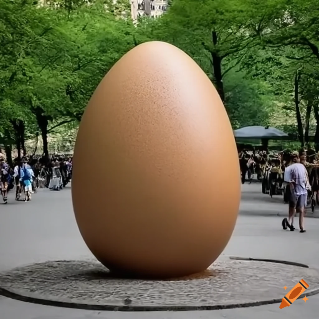 Giant egg sculpture in central park on Craiyon
