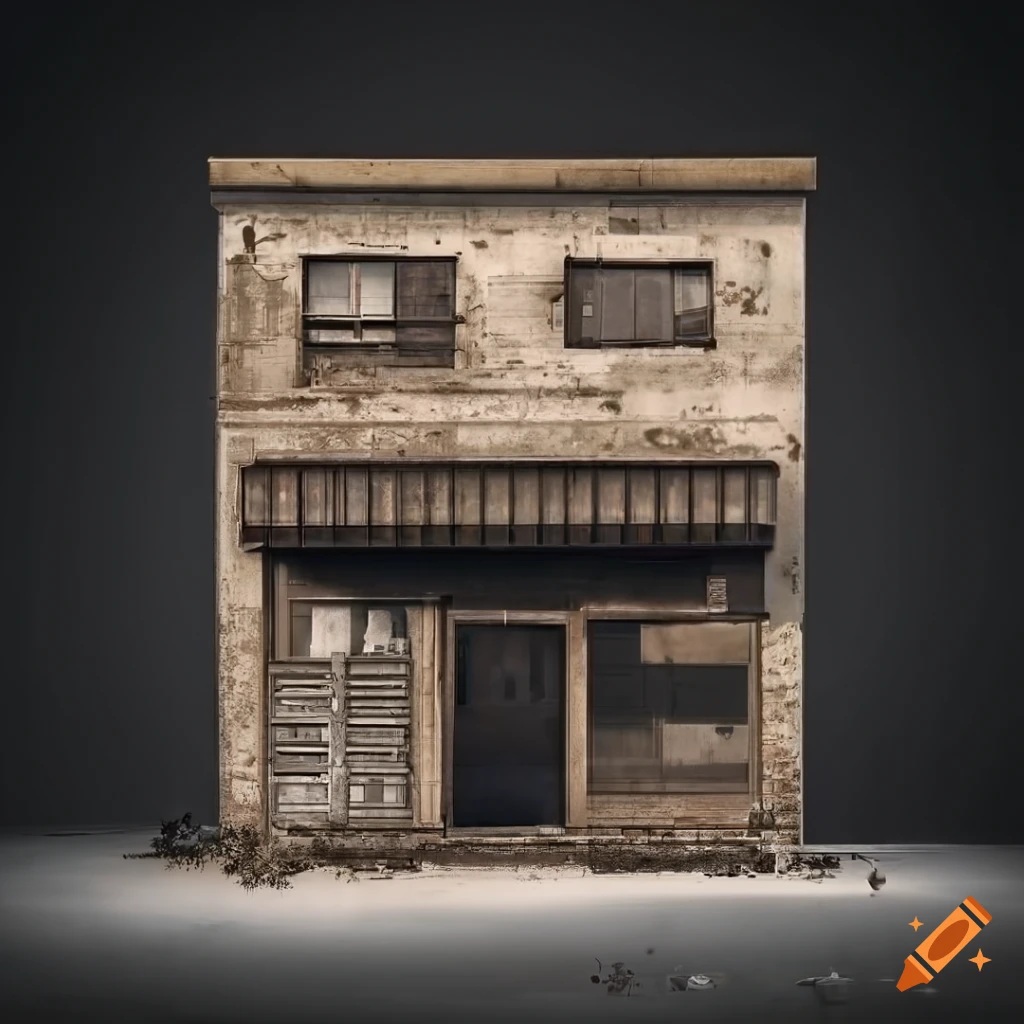 gritty urban storefront facade in New York style