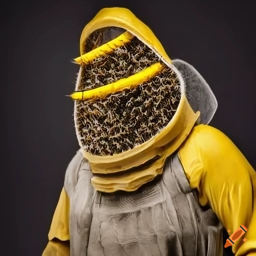 hyper-realistic picture of a superhero with a bee theme