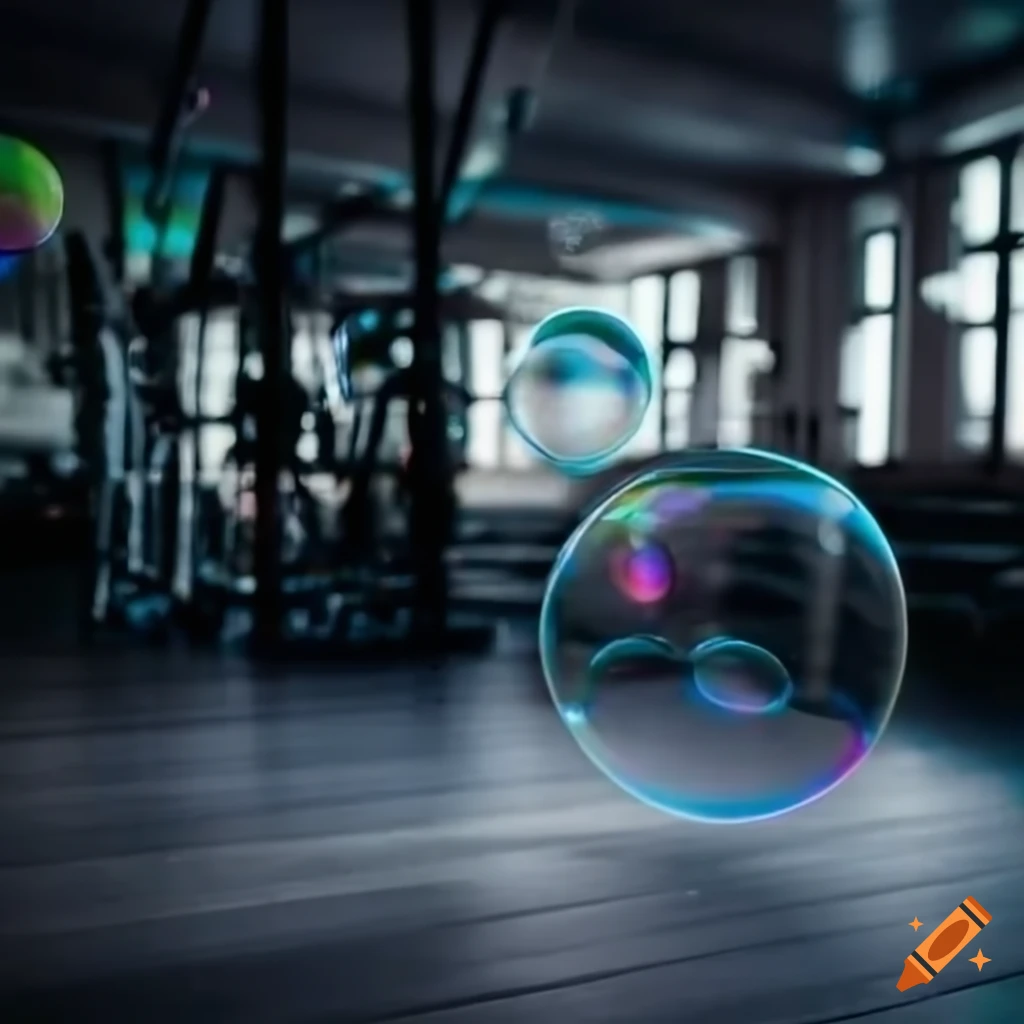 bubbles in a gym with exercise machines