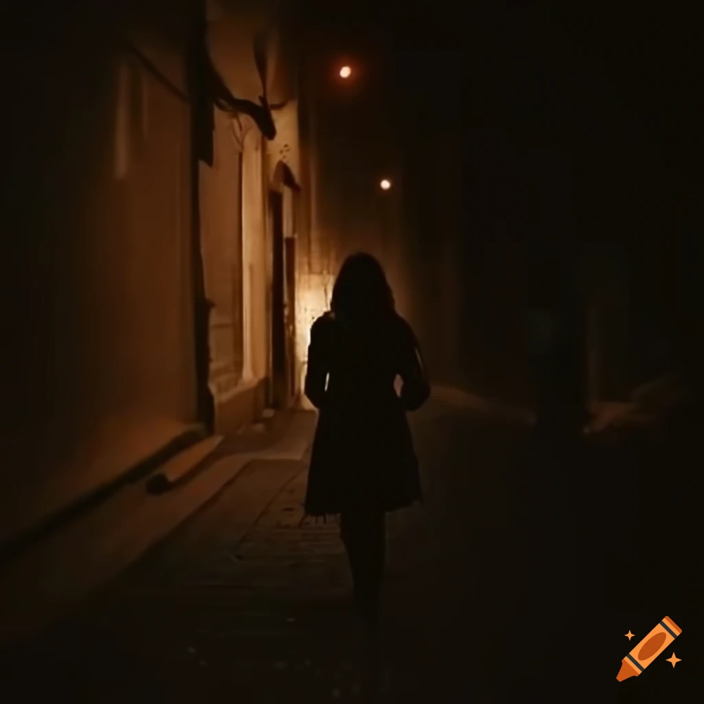 movie cover with a person walking through the night