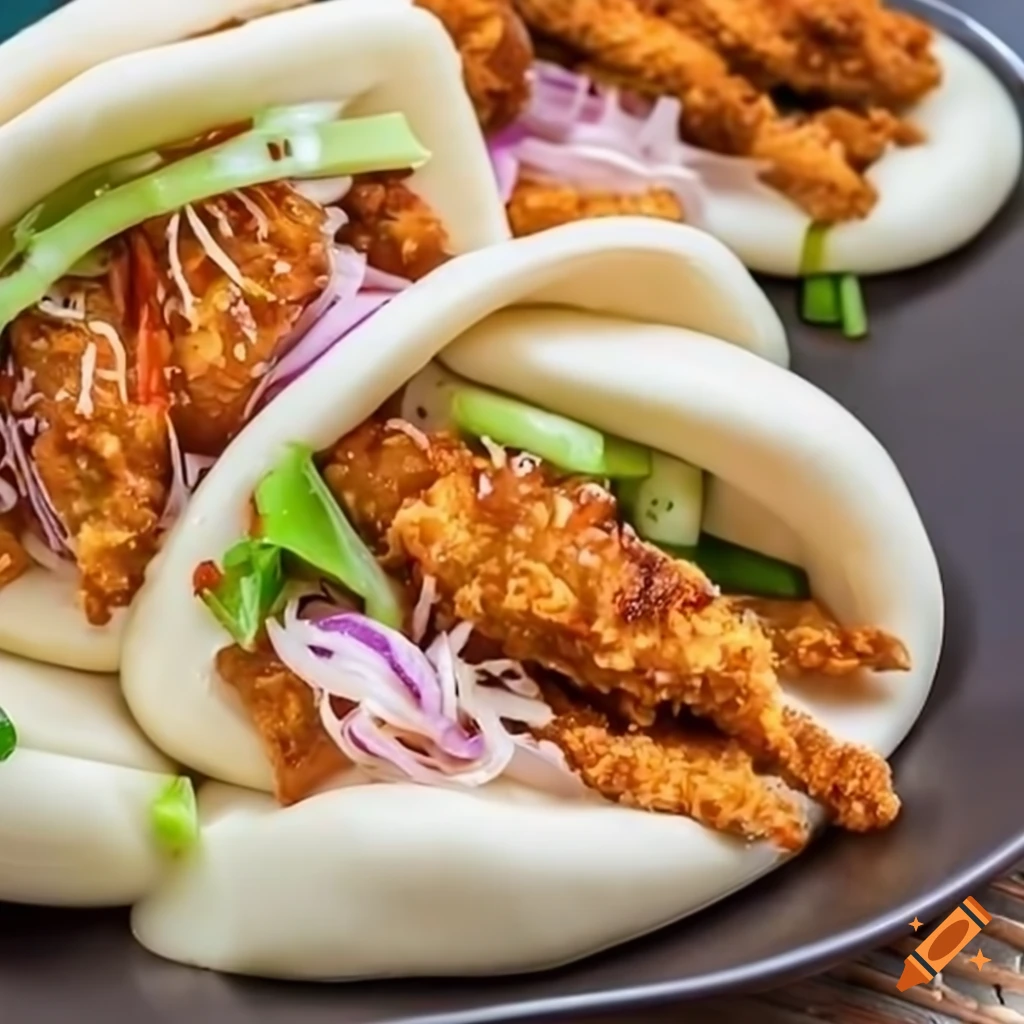 delicious bao buns with crispy tonkatsu chicken