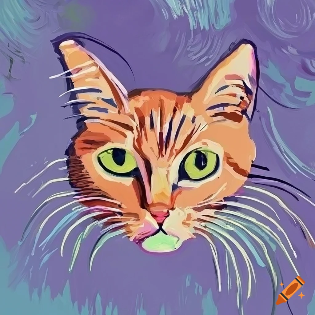 minimalist cat painting in pastel colors