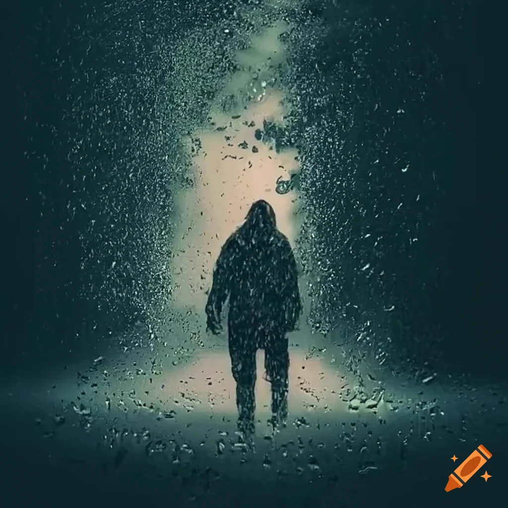 man walking in wet weather