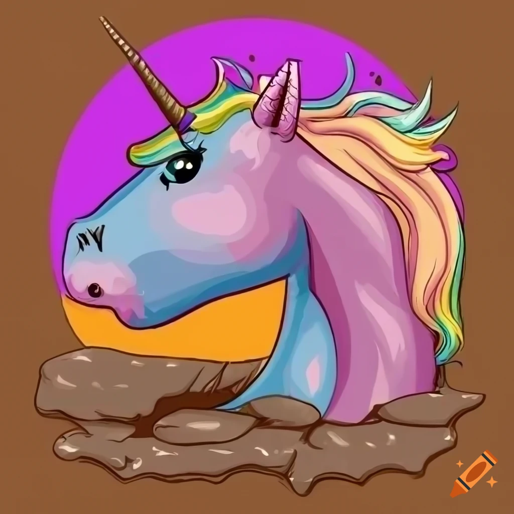 colorful-unicorn-sinking-in-mud-pit-on-craiyon