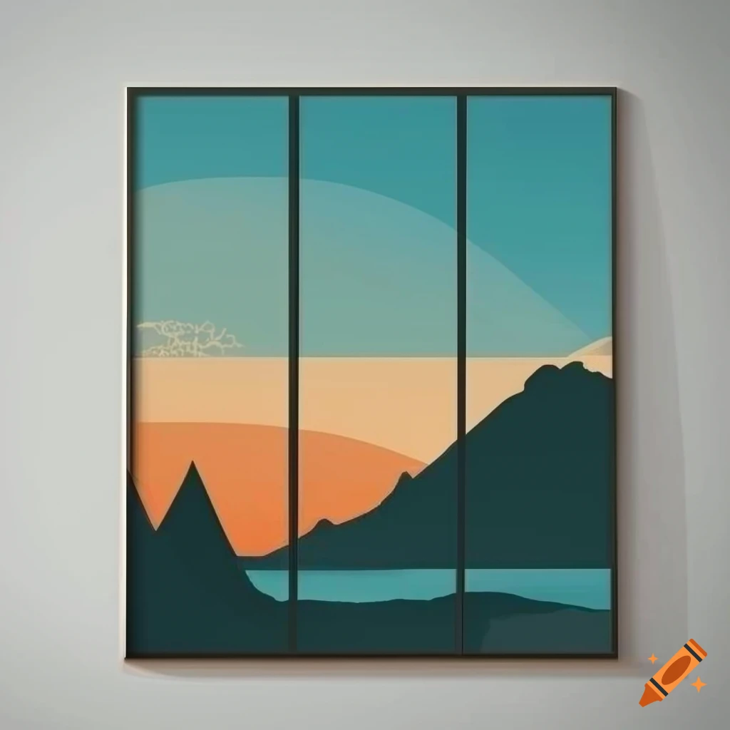 minimalist landscape vector art poster