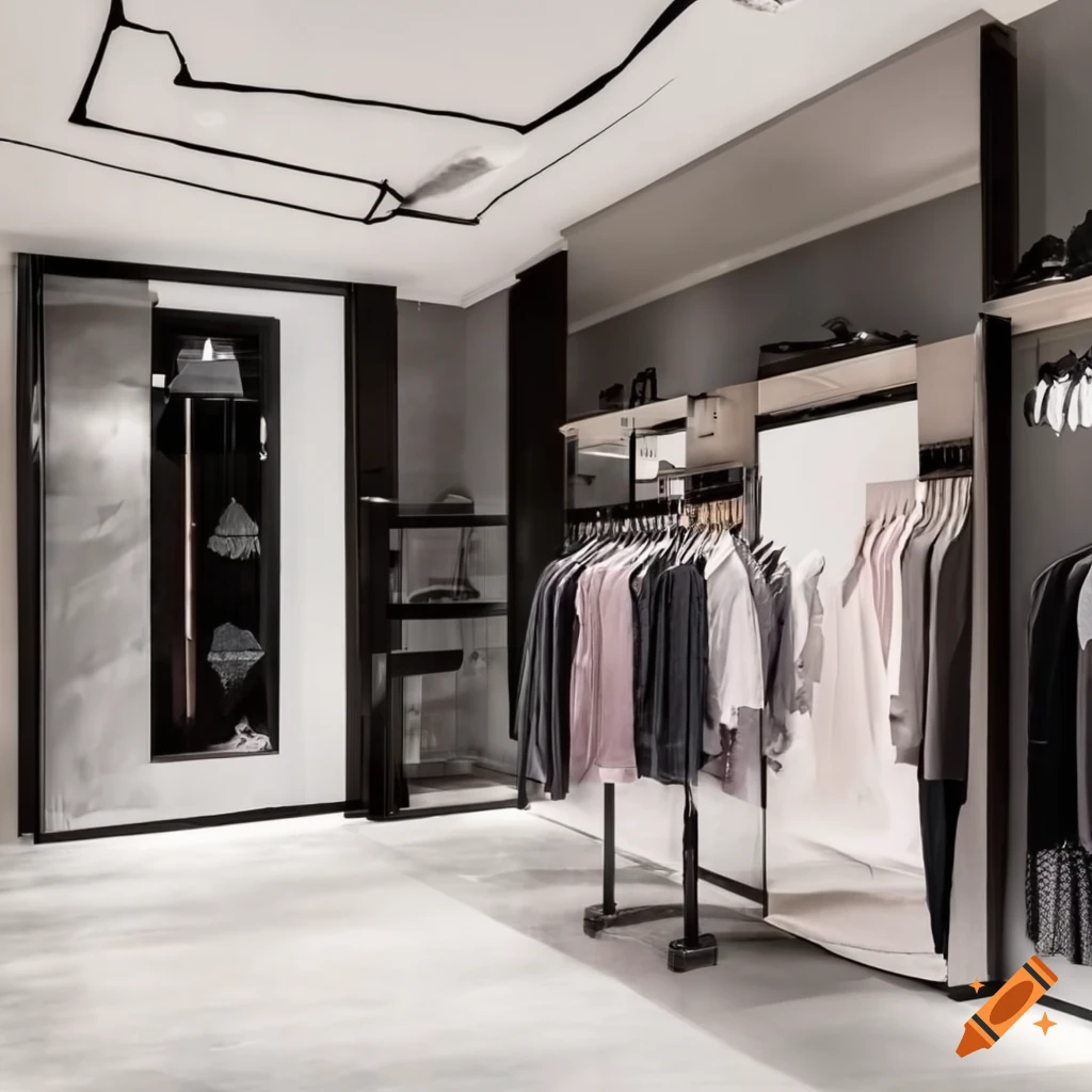 luxury clothing store with gray marble accents