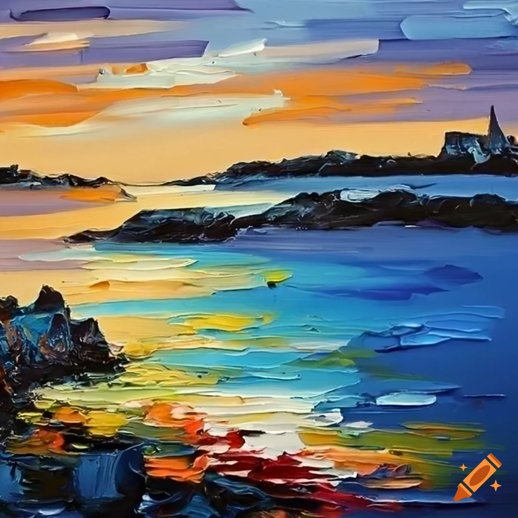 palette knife painting of Bretagne coast