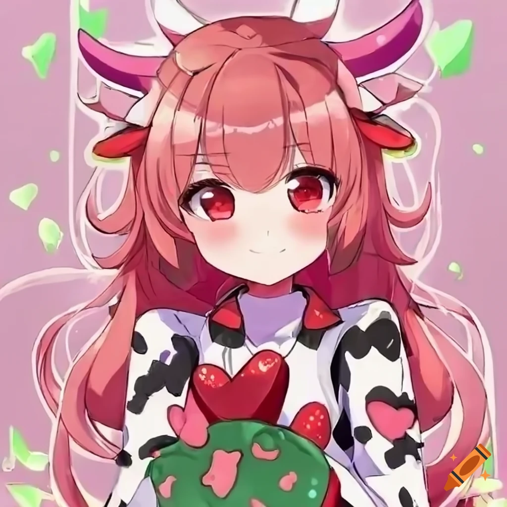 Girl's Anime Cow Print Long Sleeve Sweatshirt Spring/autumn - Temu