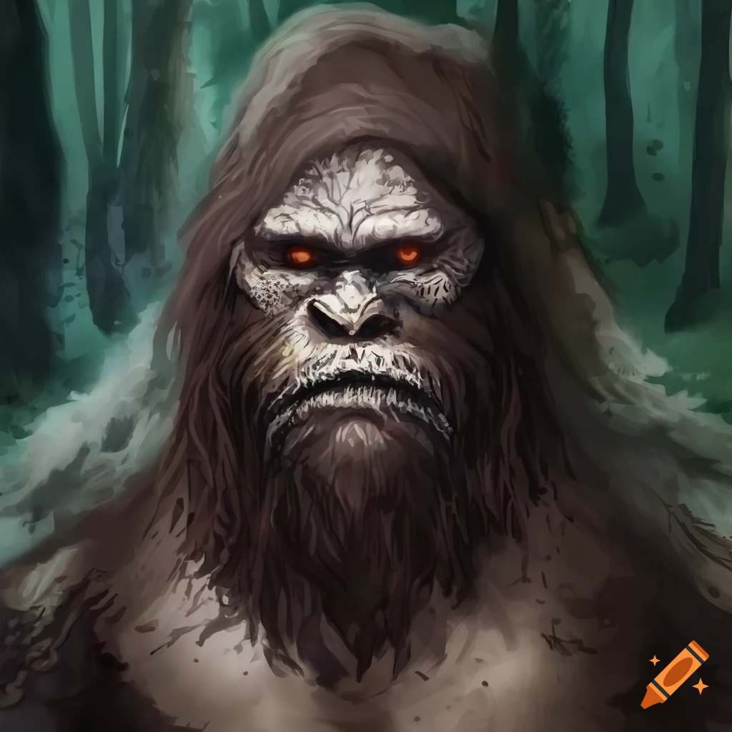 aquarelle portrait of a Bigfoot warrior in bone armor