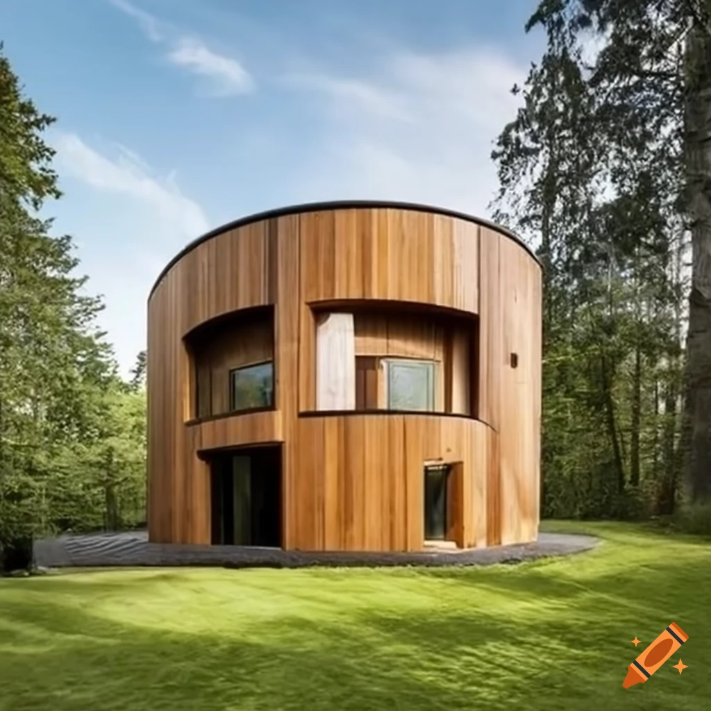 modern house with rounded corners made of solid wood