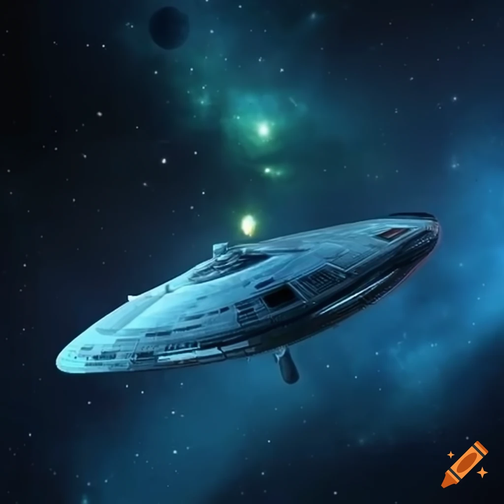 starship illustration in futuristic setting
