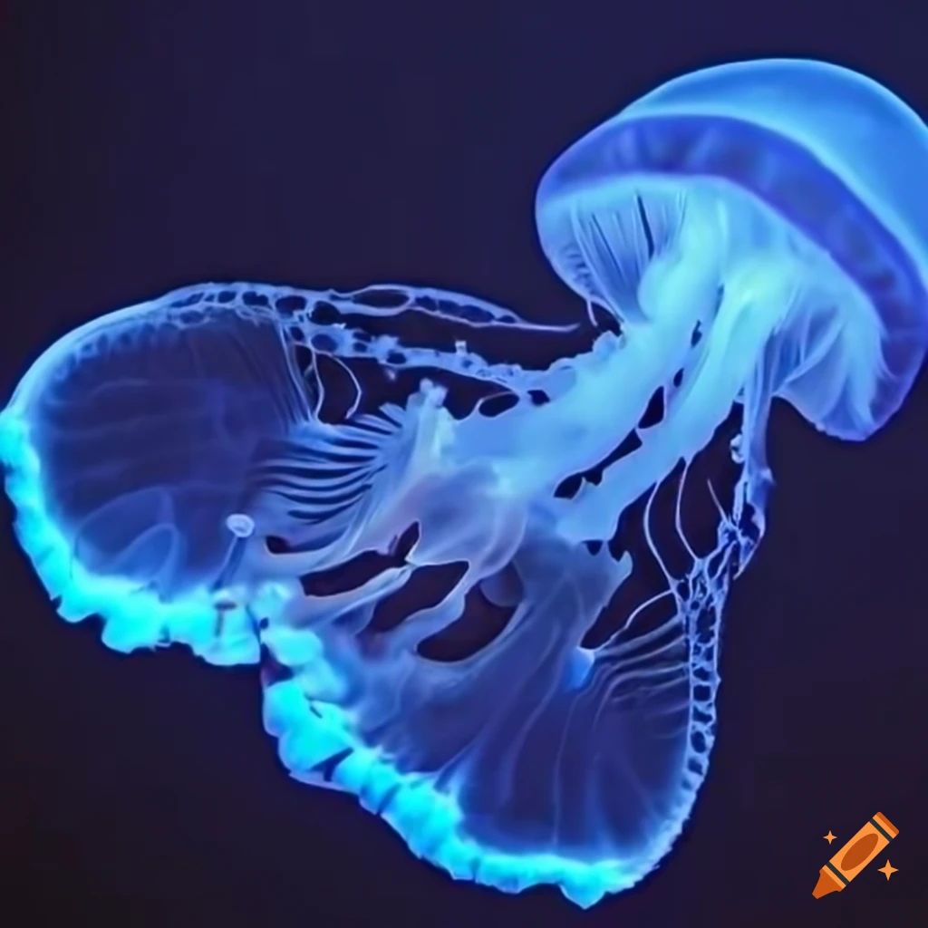 glowing jellyfish in a dark environment
