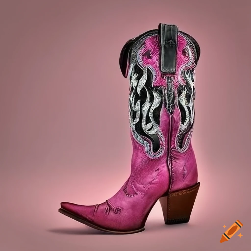 pink cowgirl boot with western design