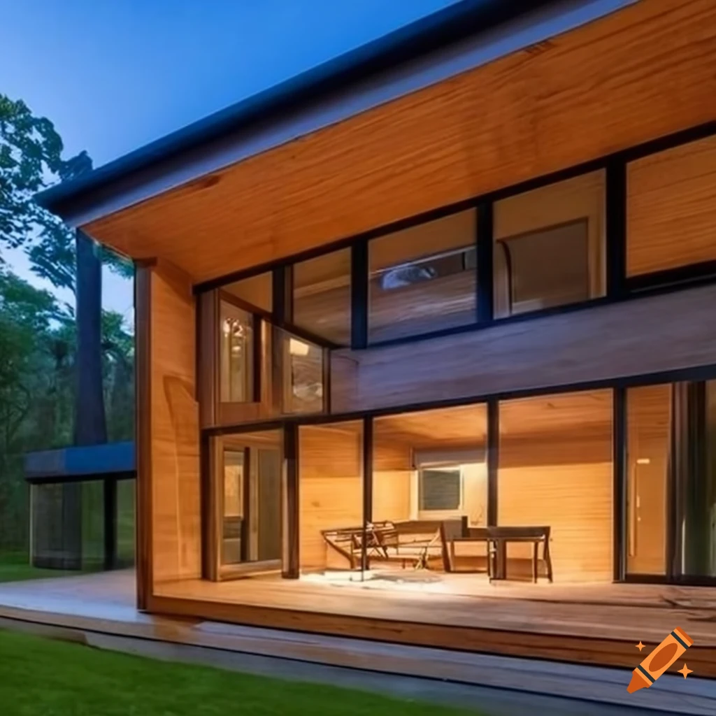 extravagant modern house made of solid wood