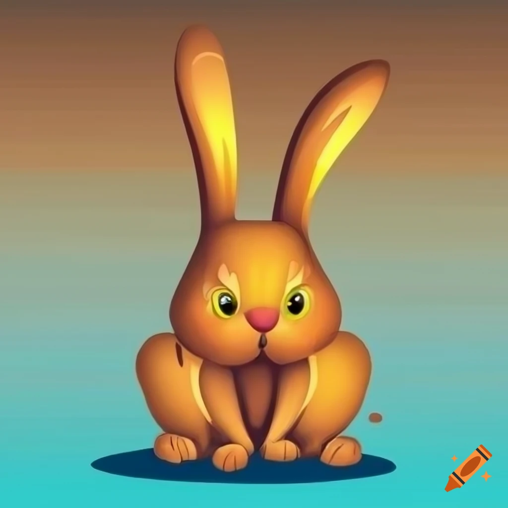 cartoon hare on blue to orange gradient
