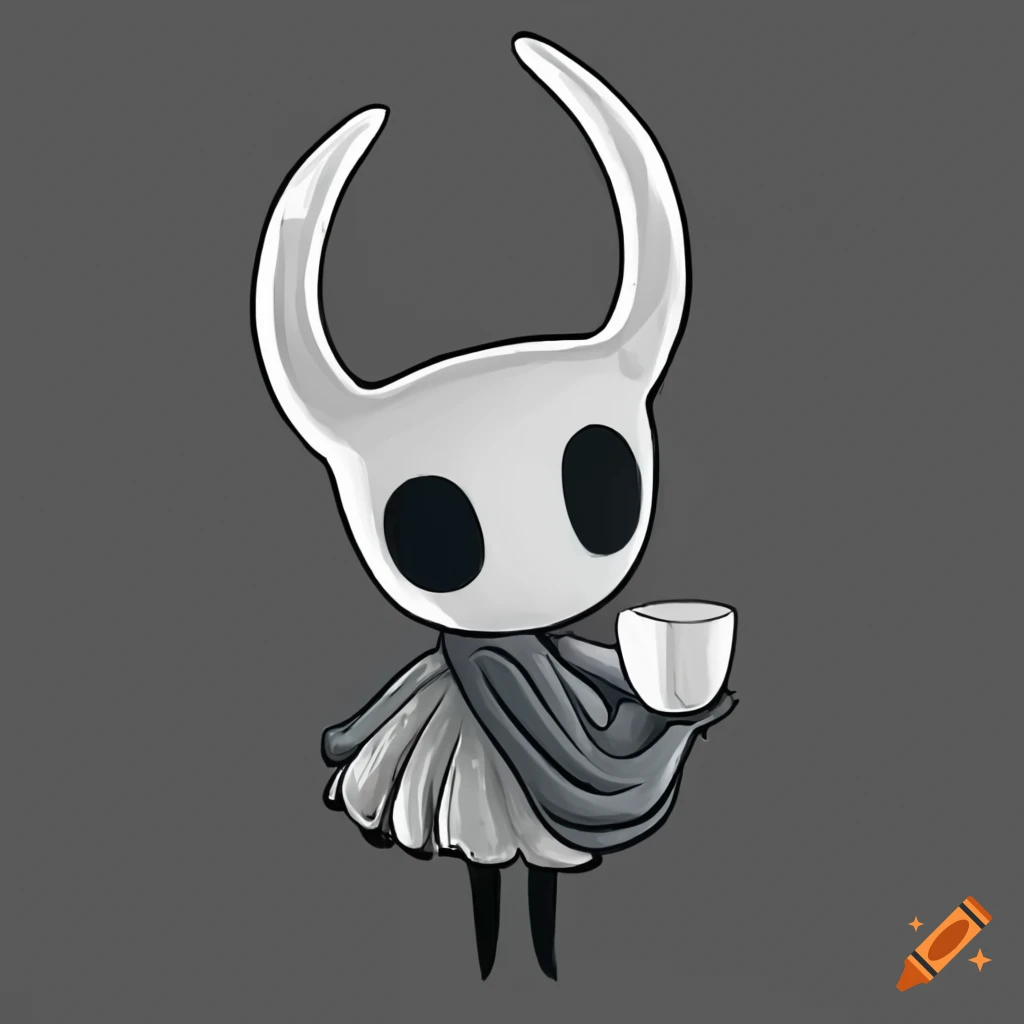 hollow knight holding a mug