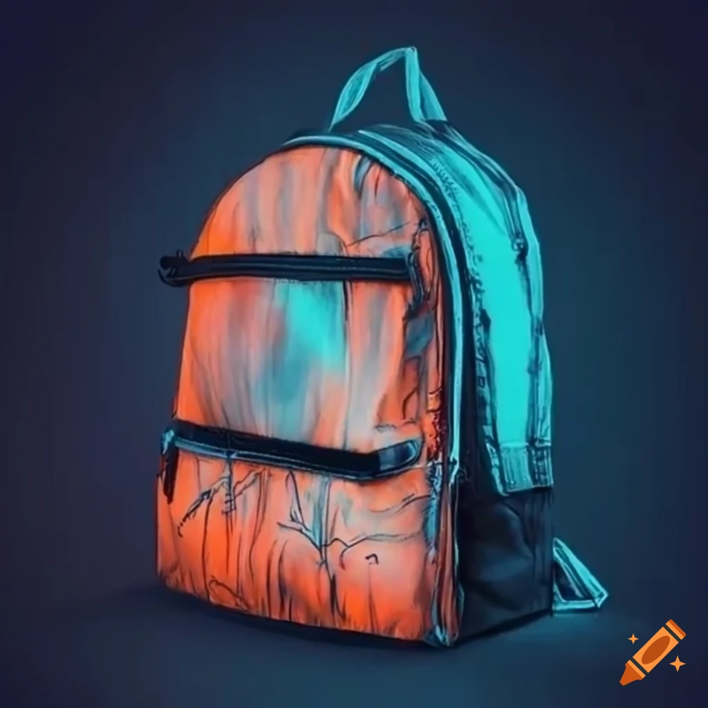 sketch of a trendy backpack with Ed Sheeran vibes
