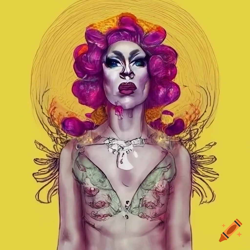 tarot card with a poetic and original drawing of a drag queen