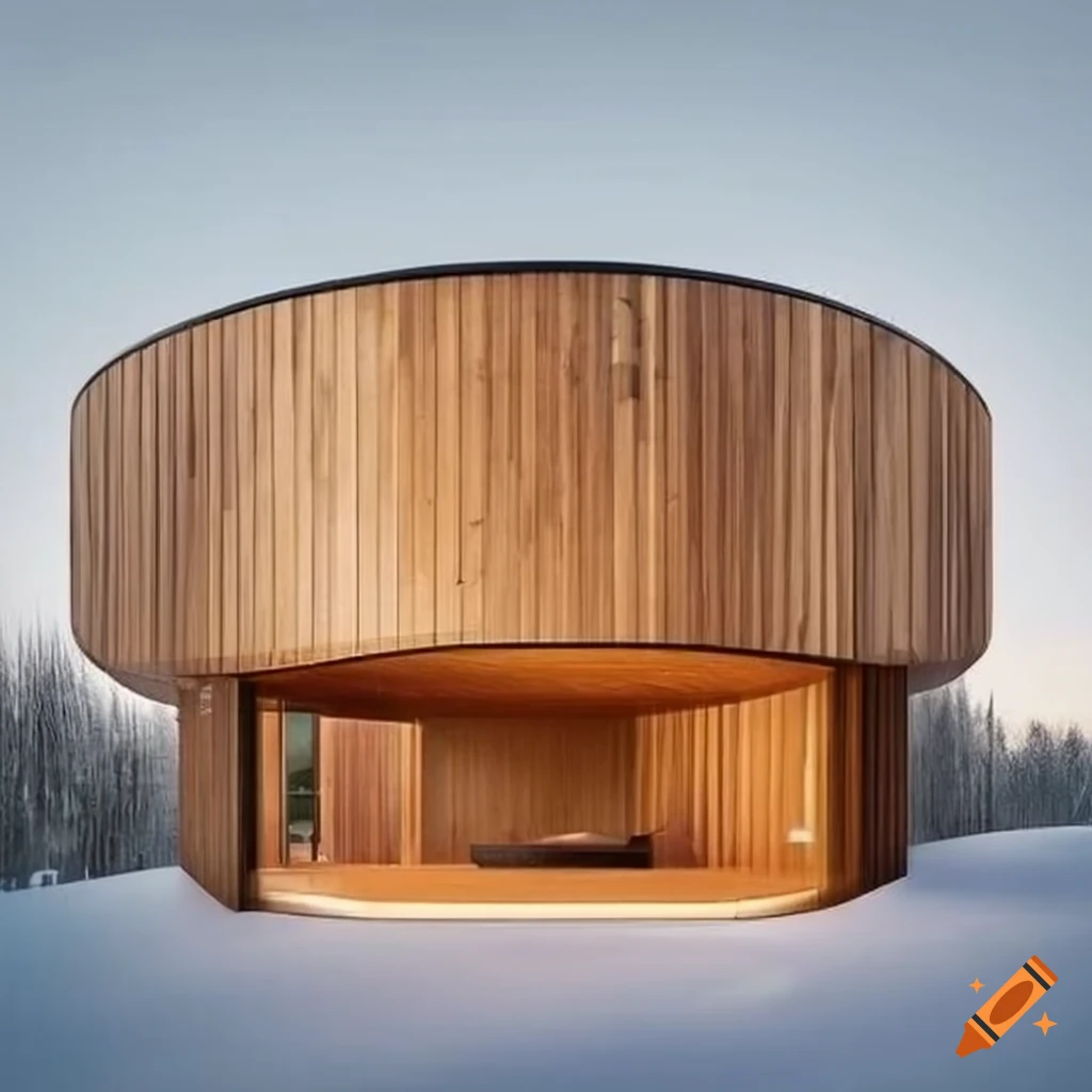modern house with solid wood construction and rounded corners