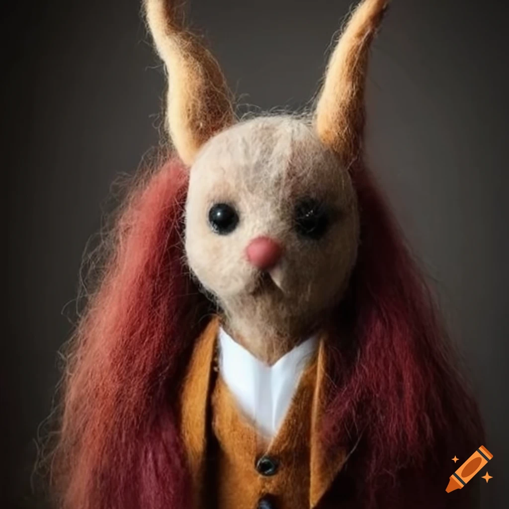 felted wool animals in formal clothing