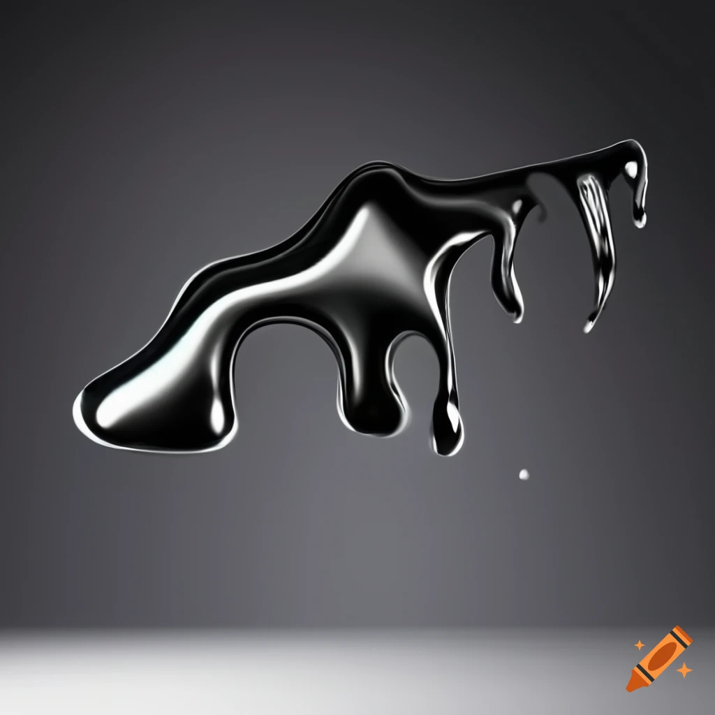 3D render of metallic liquid dripping