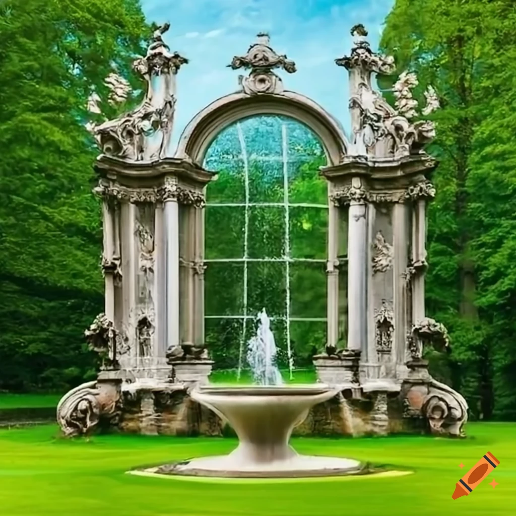 beautiful fountain in a rococo garden