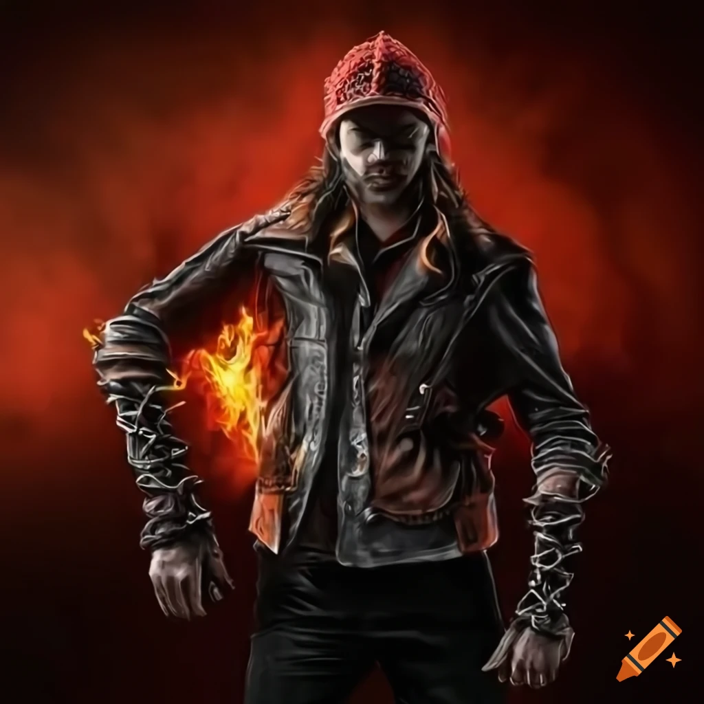 image of a fiery-fisted fantasy biker