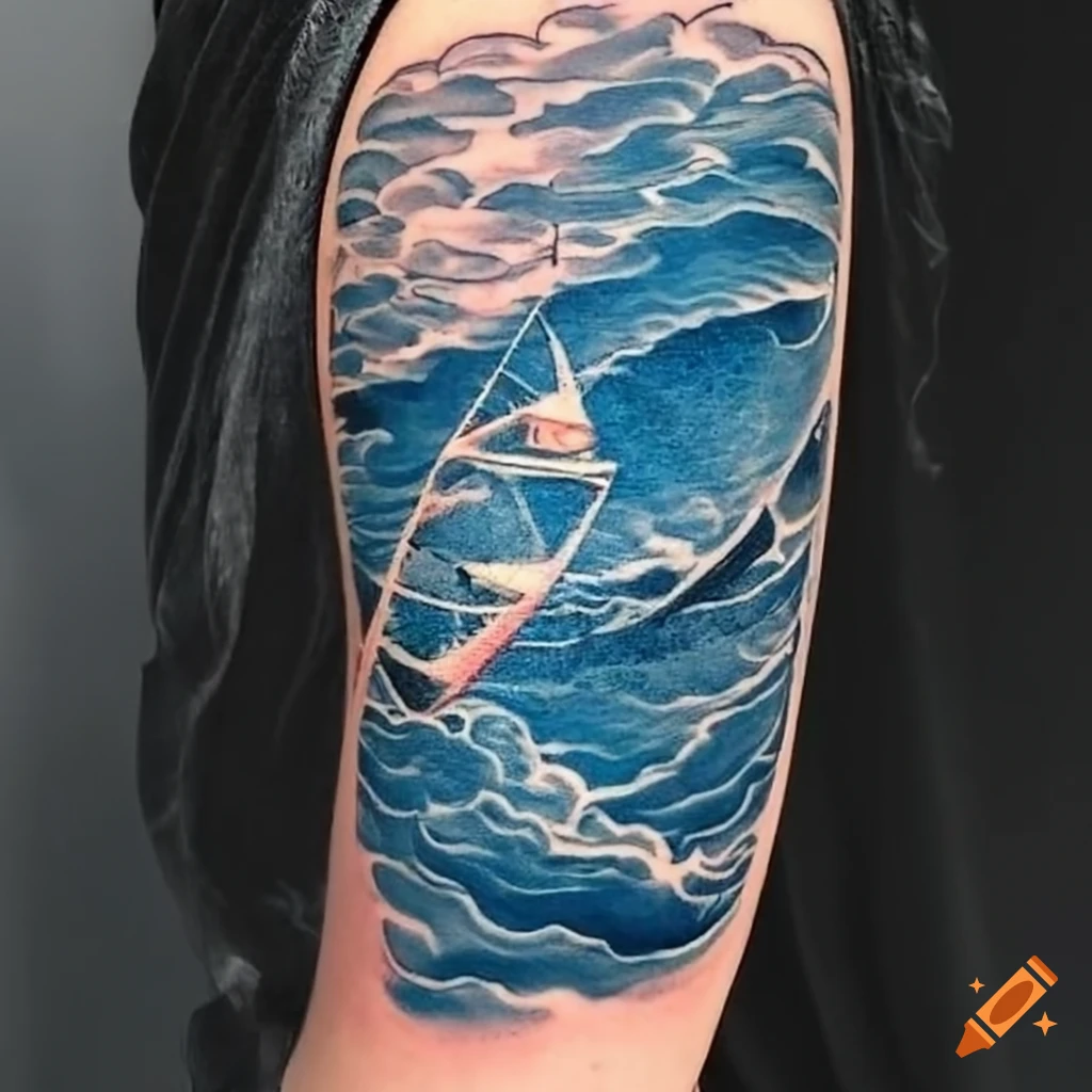 Aerial View Sailing Boat Tattoo | Tattoo Ideas For Men & Women in 2024