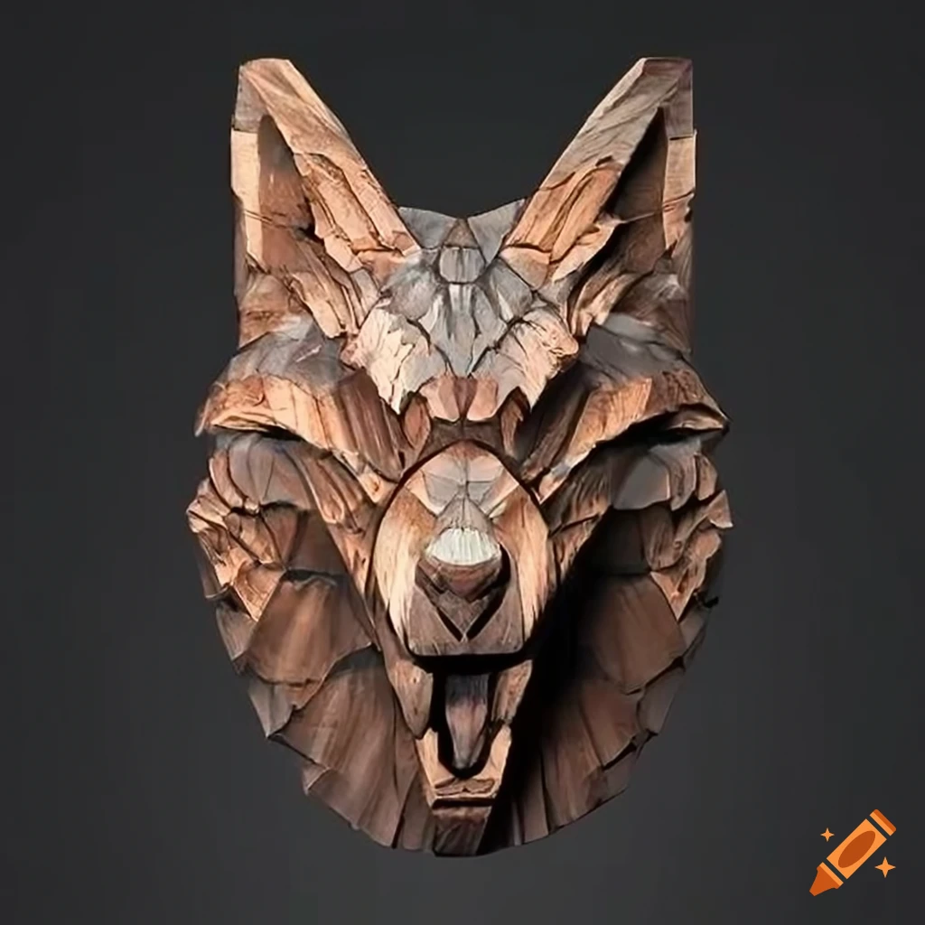 detailed carving of a moth werewolf motif