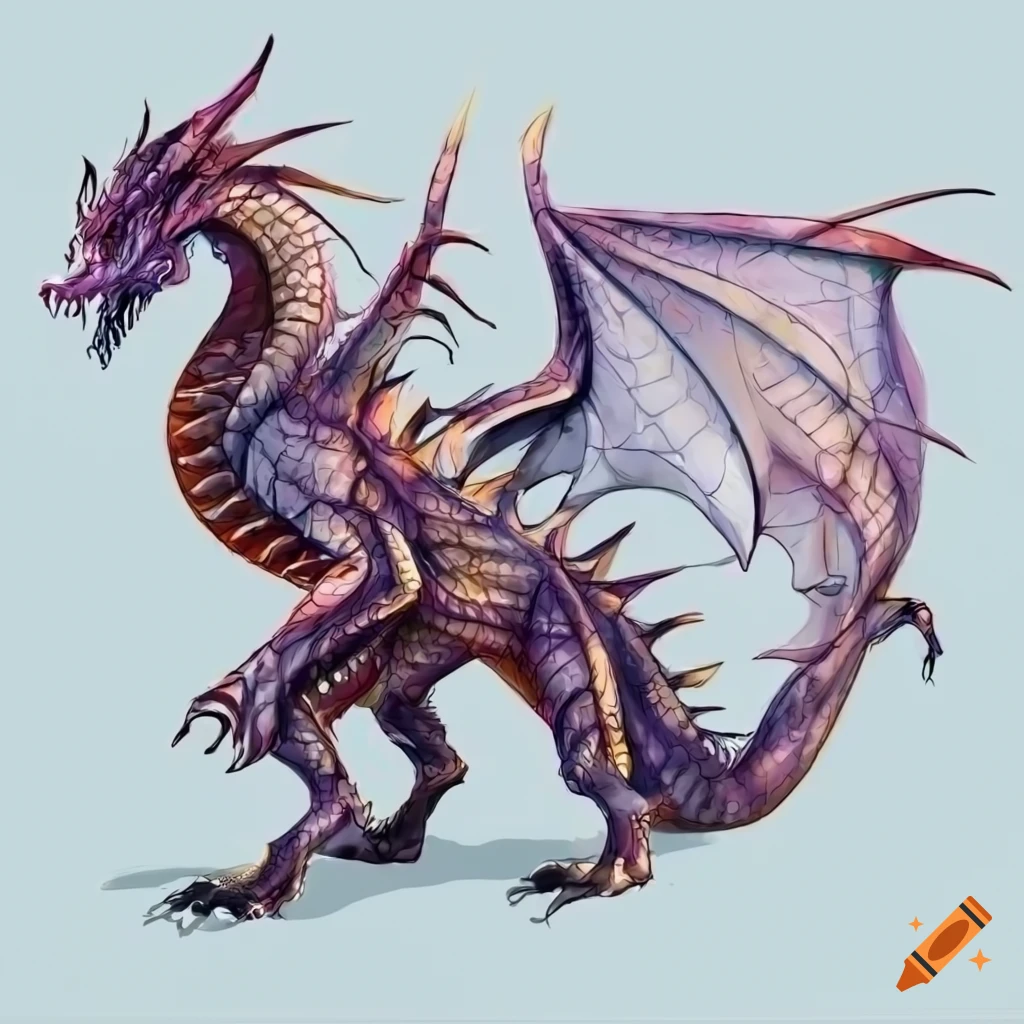 detailed side view of a dragon with wings