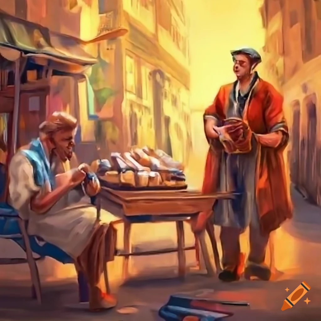trading merchants at a marketplace